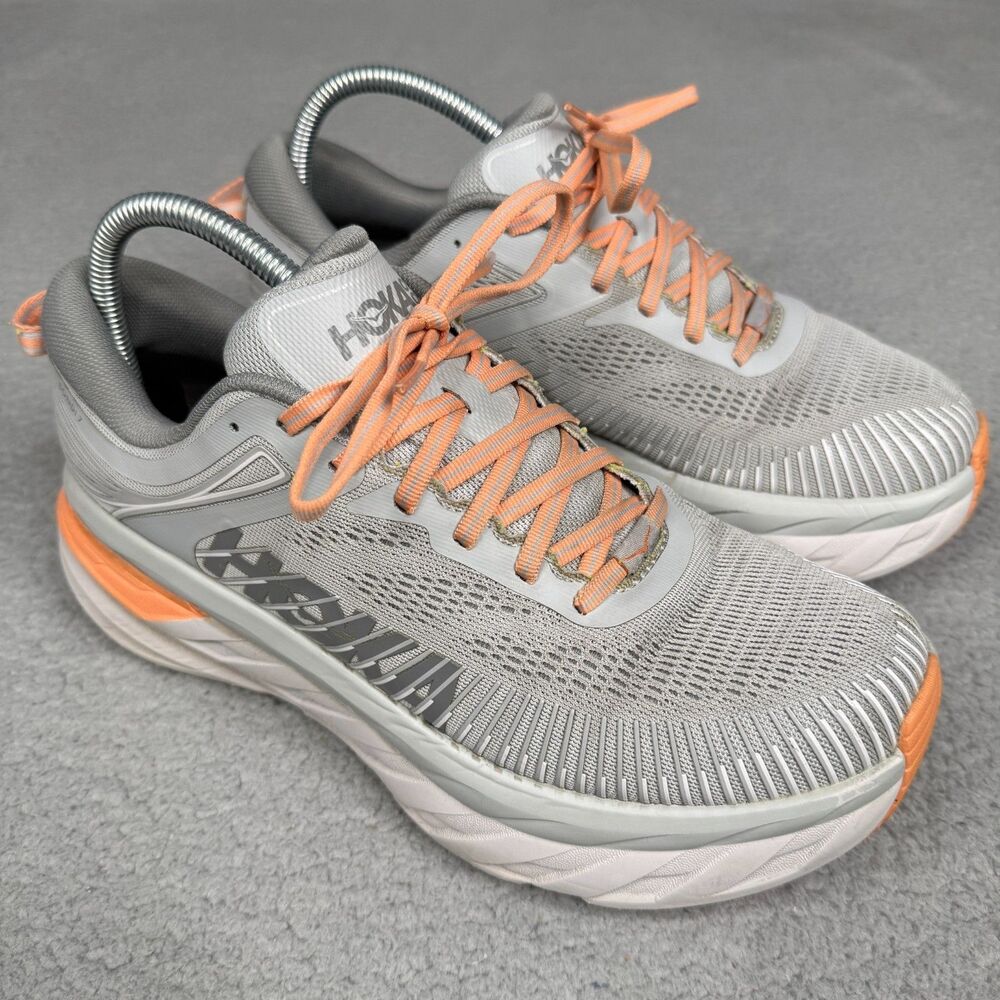 Hoka Bondi 7 Wide Running Shoes Womens 9D Gray Walking Sneaker 1110531 No Insole